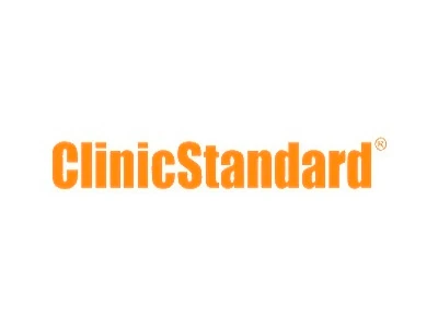 Clinic standard logo with cosmetic surgery reviews on a white background.