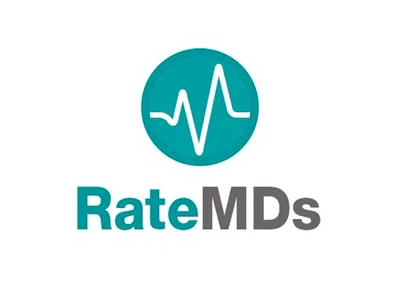 Ratemds logo featuring cosmetic surgery reviews displayed on a white background.