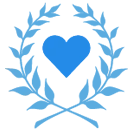 A blue and white logo with a heart in the middle, representing a cosmetic surgeon.