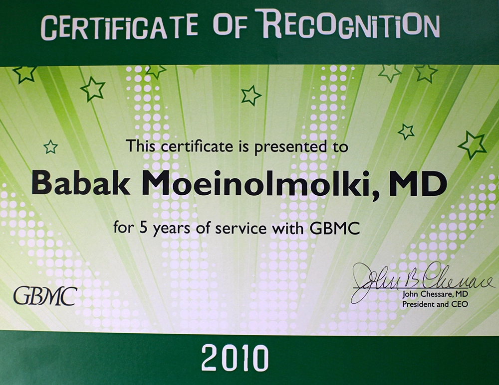 A certification awarded by a cosmetic surgeon.