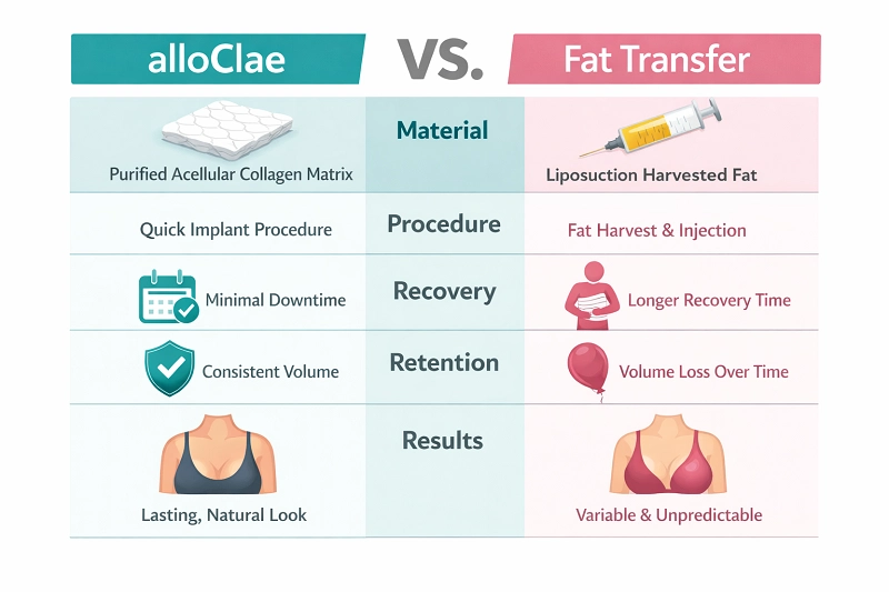 Comparison Table alloClae vs. Fat Transfer