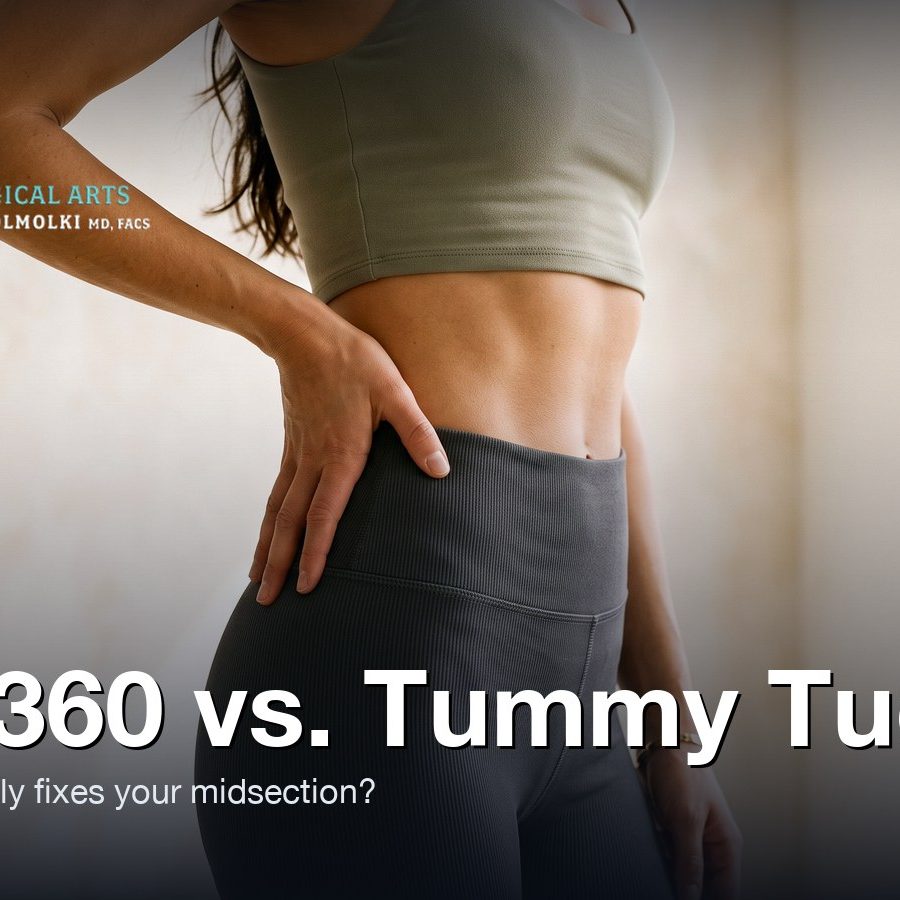 Fit female waistline and midsection in athletic wear — Lipo 360 vs. Tummy Tuck, Moein Surgical Arts, Los Angeles
