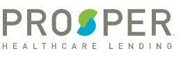 Logo of Prosper Healthcare Lending, featuring the word "PROSPER" with a green and blue circular shape replacing the letter "O" and "HEALTHCARE LENDING" below in smaller letters.