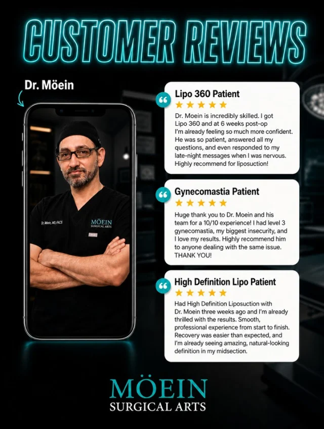 ⭐️⭐️⭐️⭐️⭐️ Real words from real patients.

I'm grateful for every person who trusts me with their transformation. From Lipo 360 to gynecomastia to High Definition Liposuction, your confidence means everything, and it's my job to deliver results with skill, compassion, and care every step of the way.

Swipe through the reviews and see what patients are saying about their experience.

📲 Ready to start your journey? DM me to book your consultation
 📞 (310) 861-3176
 🌐 www.moeinsurgicalarts.com
 📧 appointment@msurgicalarts.com

#DrMoein #PatientReviews #TopSurgeonLA #moeinsurgicalarts